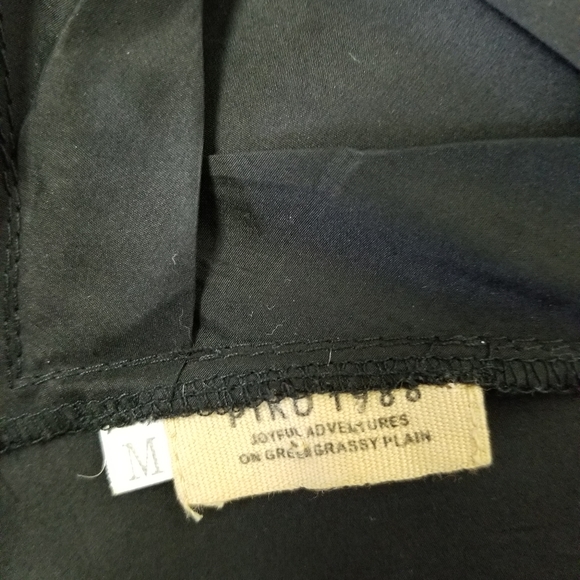 Piko 1988 Black Silk Short Dolman Sleeve Belted Mini Dress Size Medium - Picture 9 of 11